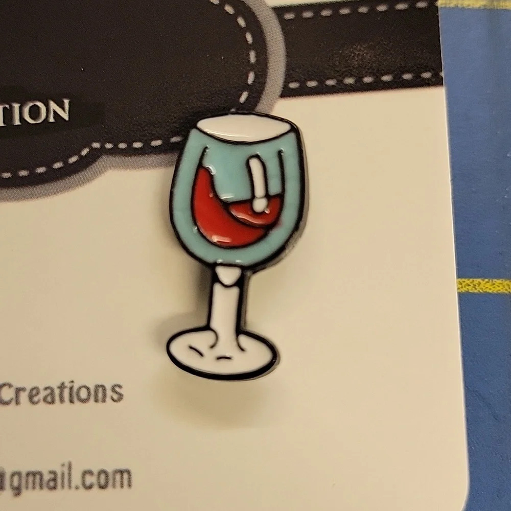 Wine Glass 0.75" Tack Pin Food